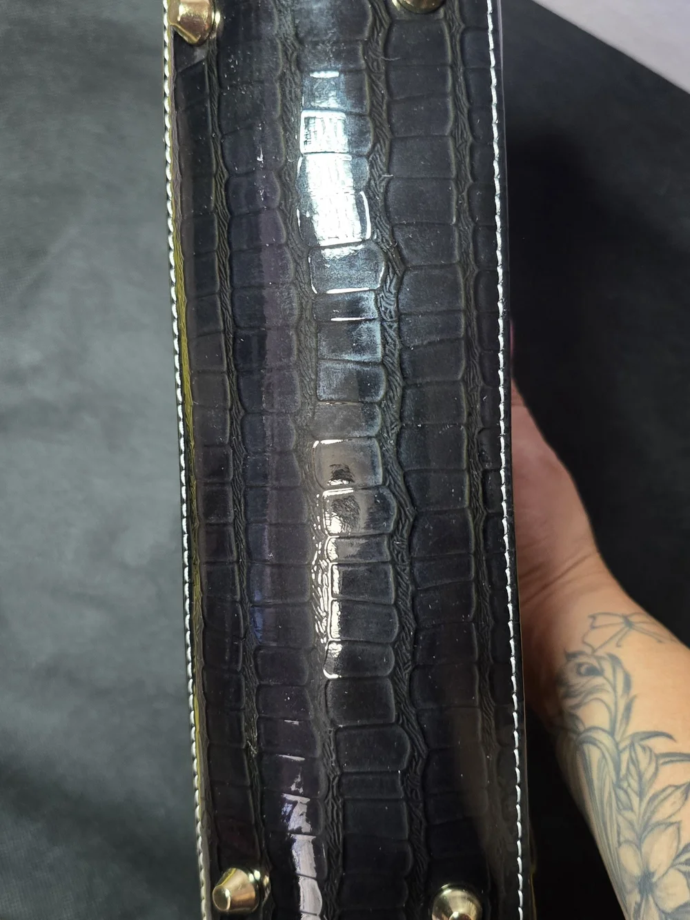 Leopard Print and Black Patent Genuine Leather Crossbody Bag
